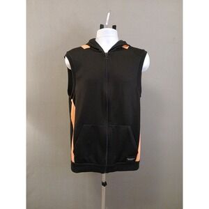 ARMANI EXCHANGE Full Zip Up Sleeveless Peach/Black Hooded Vest Men's Size Large